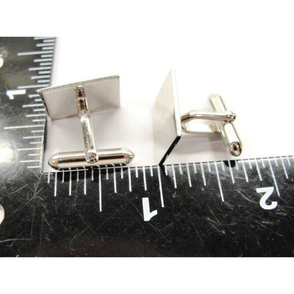 Signed Swank Polished Stainless Steel Silver Tone Cufflinks Rectangle - Picture 5 of 7